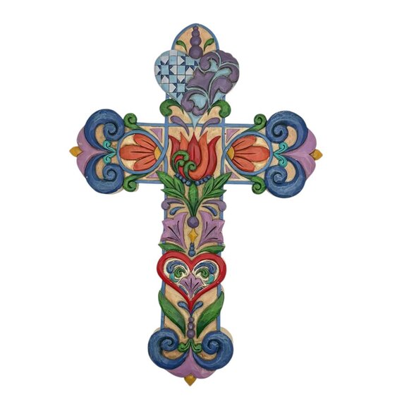 Jim Shore Heart Flowers Wall Cross - Picture 5 of 7